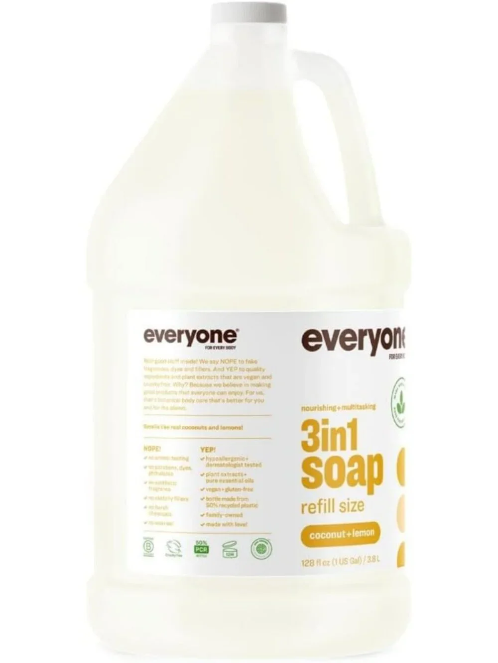 3-in-1 Body Wash, Shampoo & Bubble Bath - Coconut Lemon Scent, 1 Gallon